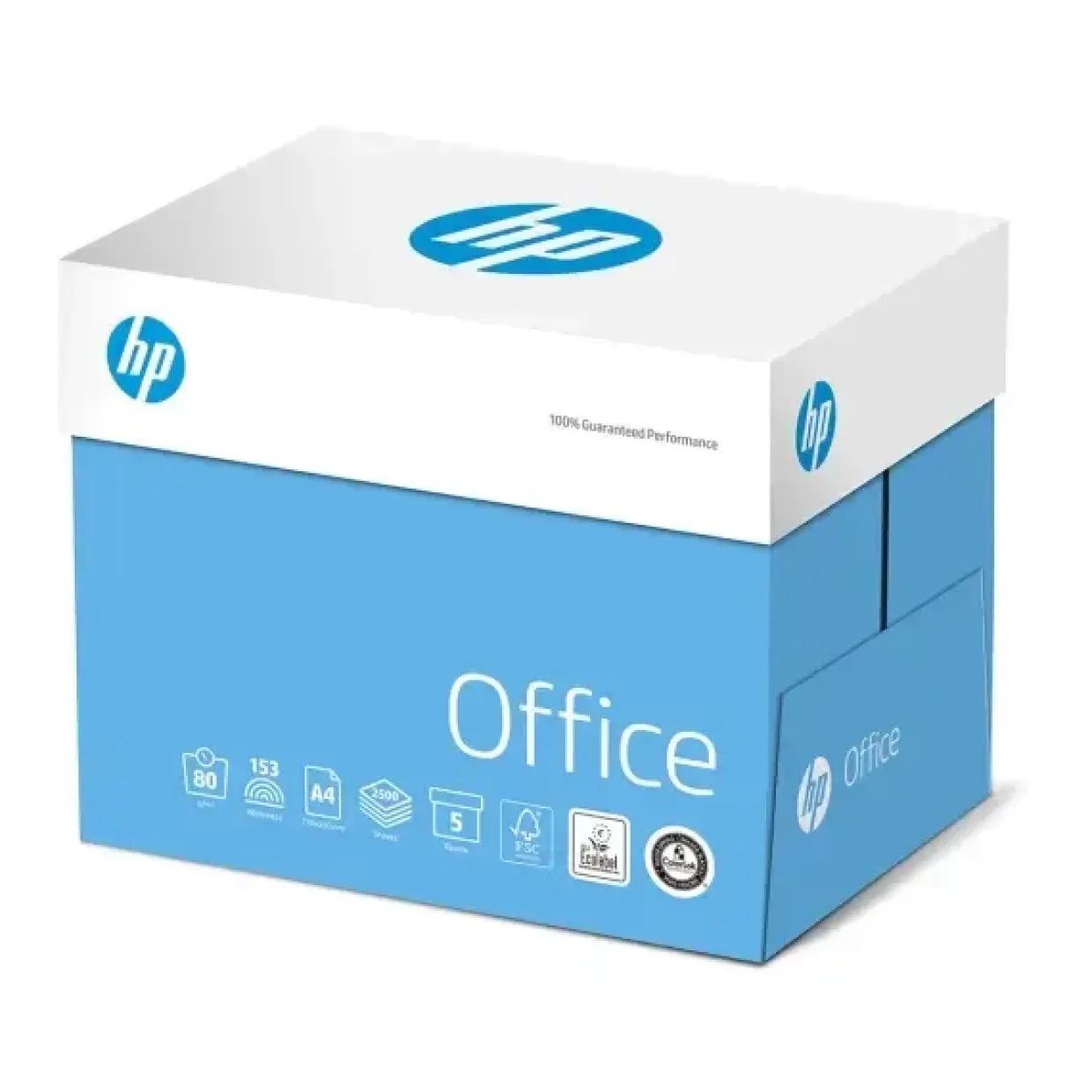 HP, Office, hvid, Eur palle, Kopipapir træfri ECF, 80g/m2, 420mm x 297mm, A3 Bred bane, pakke a 500 - 5 stk