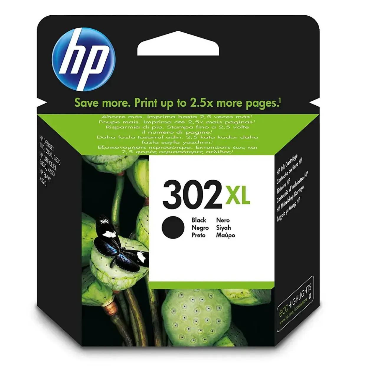 HP 302 XL, Blækpatron, Sort, 480 sider
