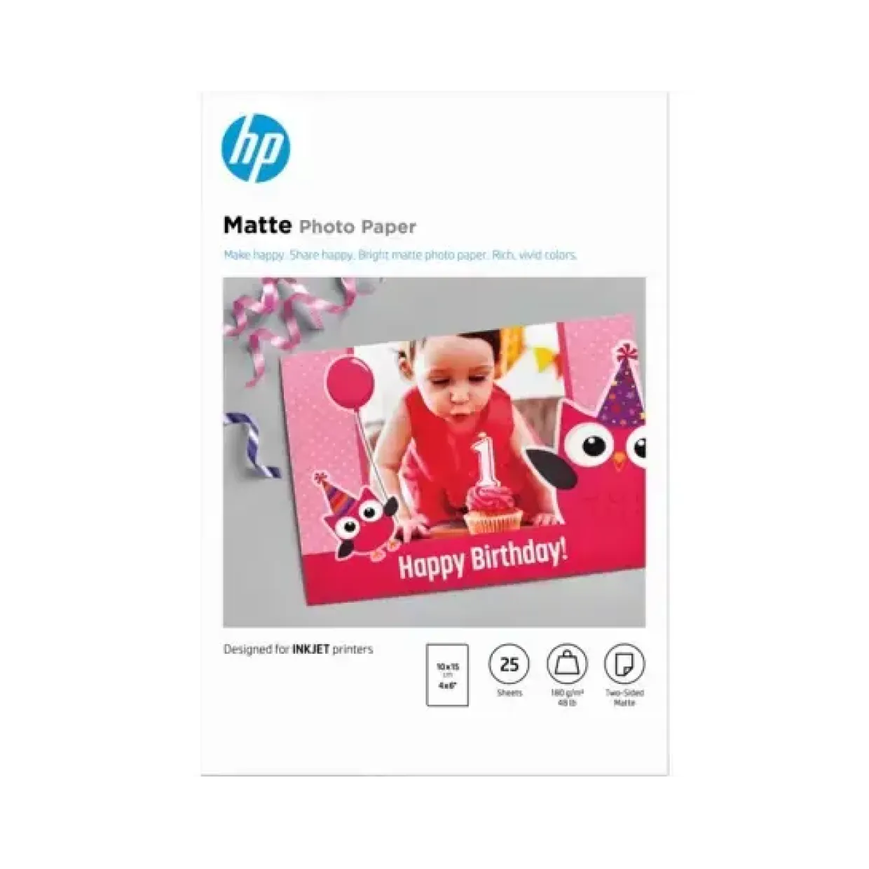 HP 10x15 Photo paper mat 180g, 25 sheets