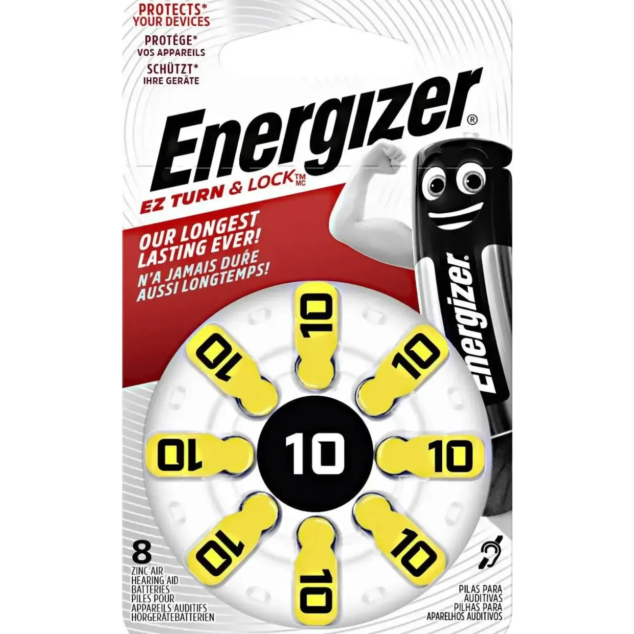 Høreapparat batteri Energizer Hearing Aid Zinc Air 10 Battery (8 pack) - Køb minimum 6 stk.