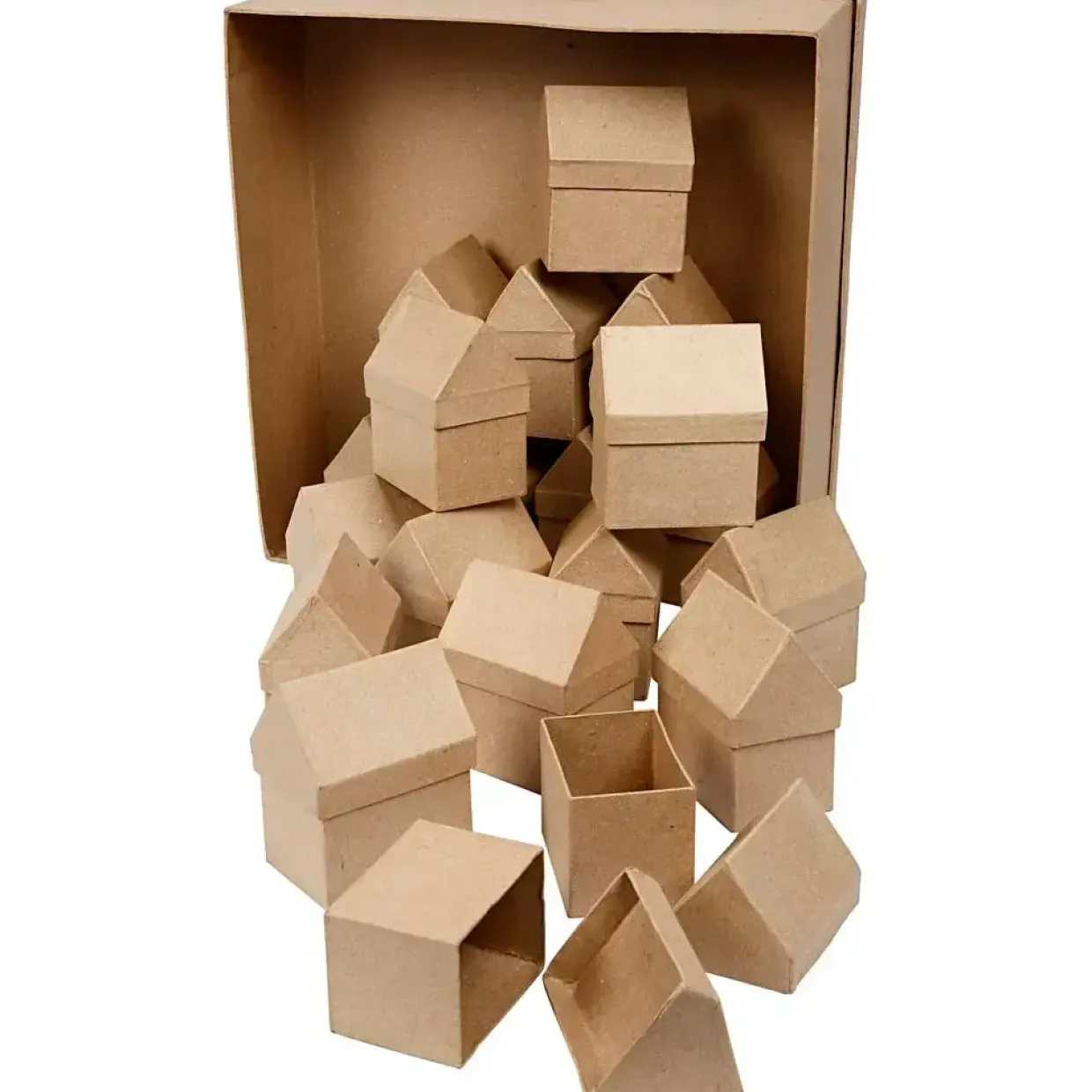 Huse i papmaché 6x8,5x10,5 cm - 40 stk