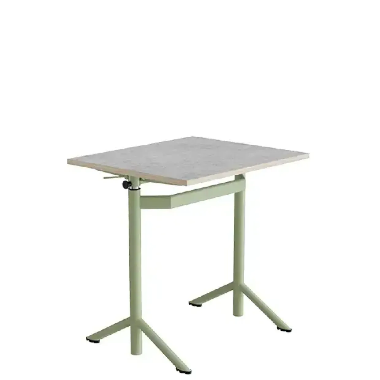 Hæve-sænkbord elevborde Atlas 1132, 700x600 mm, lys grå linoleum, grønt stel