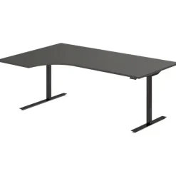 Hæve-sænkebord DNA, Antracit 2000x1200 mm Venstre 2-ben/Sort