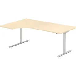 Hæve-sænkebord DNA, Birk 2000x1200 mm Venstre 2-ben/Alugrå