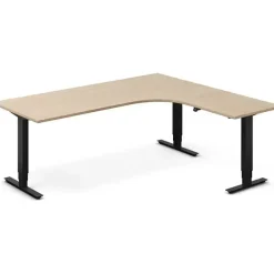 Hæve-sænkebord DNA, Eg 2000x1800mm Højre 3-ben/Sort