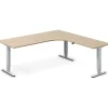 Hæve-sænkebord DNA, Eg 2000x2000mm Højre 3-ben/Alugrå