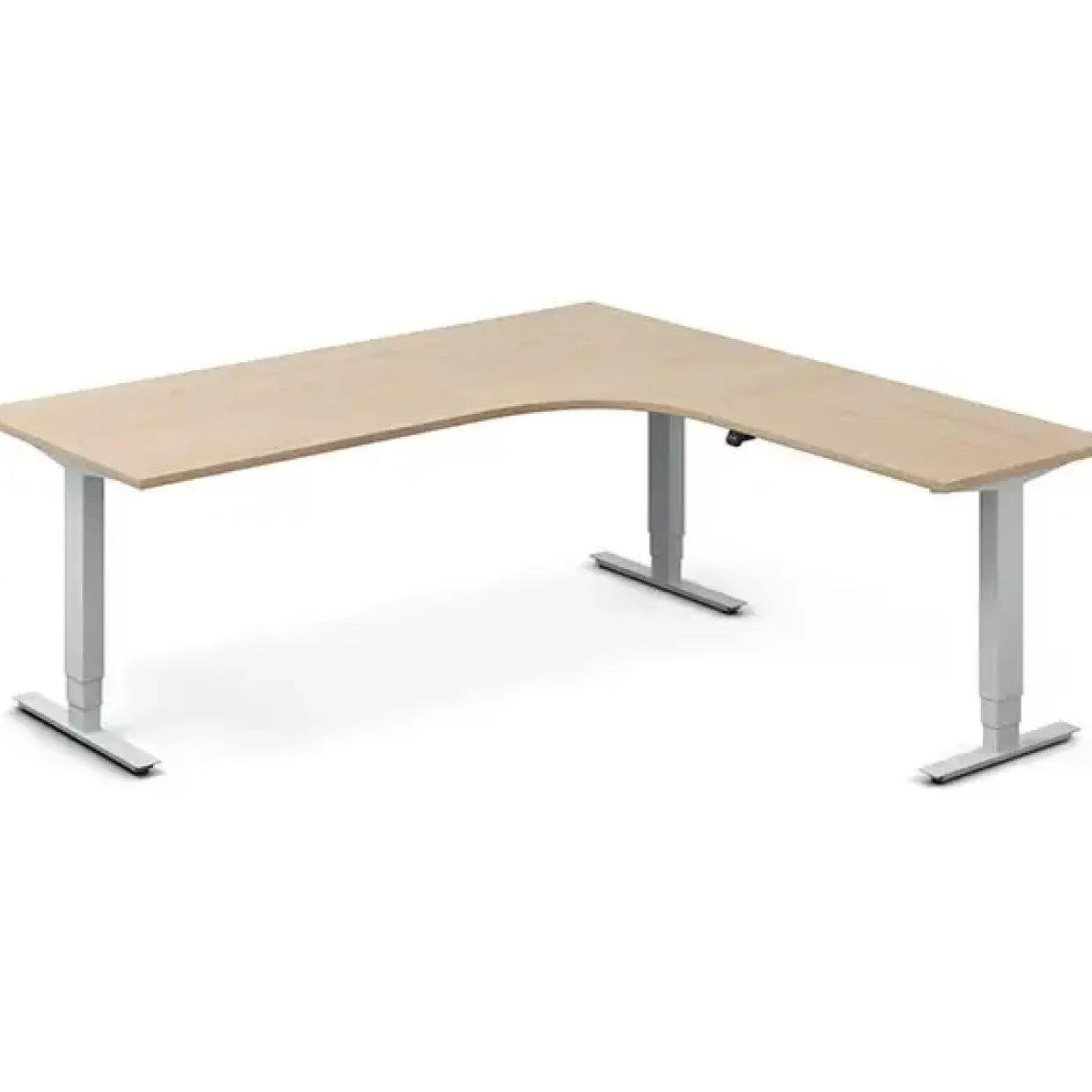 Hæve-sænkebord DNA, Eg 2000x2000mm Højre 3-ben/Alugrå