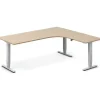 Hæve-sænkebord DNA, Eg 2000x1800mm Højre 3-ben/Alugrå