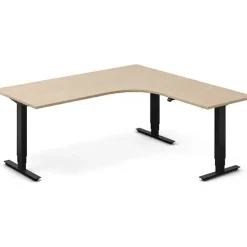 Hæve-sænkebord DNA, Eg 1800x1800mm Højre 3-ben/Sort