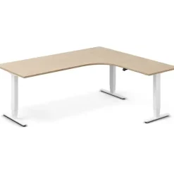 Hæve-sænkebord DNA, Eg 2000x1800mm Højre 3-ben/Hvid