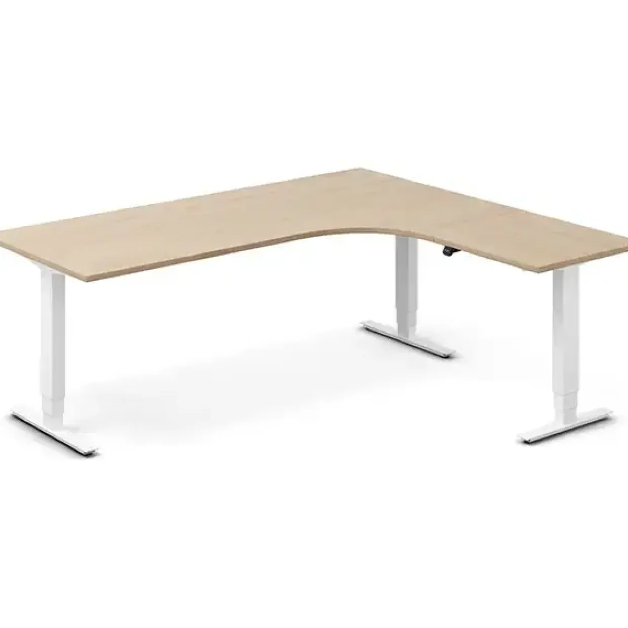 Hæve-sænkebord DNA, Eg 2000x1800mm Højre 3-ben/Hvid