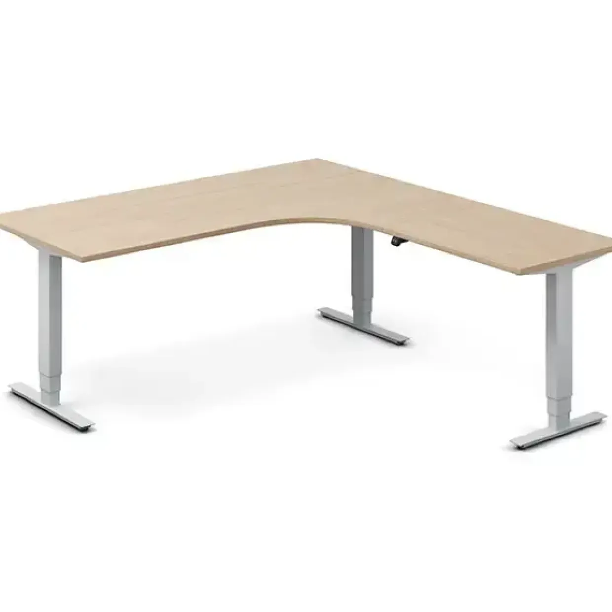 Hæve-sænkebord DNA, Eg 1800x2000mm Højre 3-ben/Alugrå