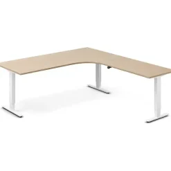Hæve-sænkebord DNA, Eg 2000x2200mm Højre 3-ben/Hvid