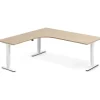 Hæve-sænkebord DNA, Eg 2000x2000mm Venstre 3-ben/Hvid