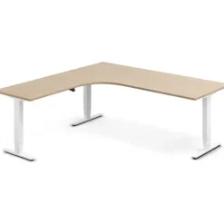 Hæve-sænkebord DNA, Eg 2000x2000mm Venstre 3-ben/Hvid