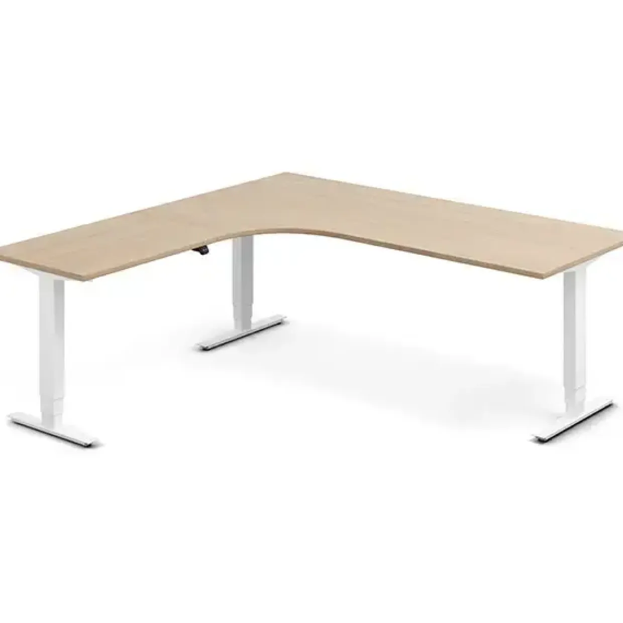 Hæve-sænkebord DNA, Eg 2000x2000mm Venstre 3-ben/Hvid