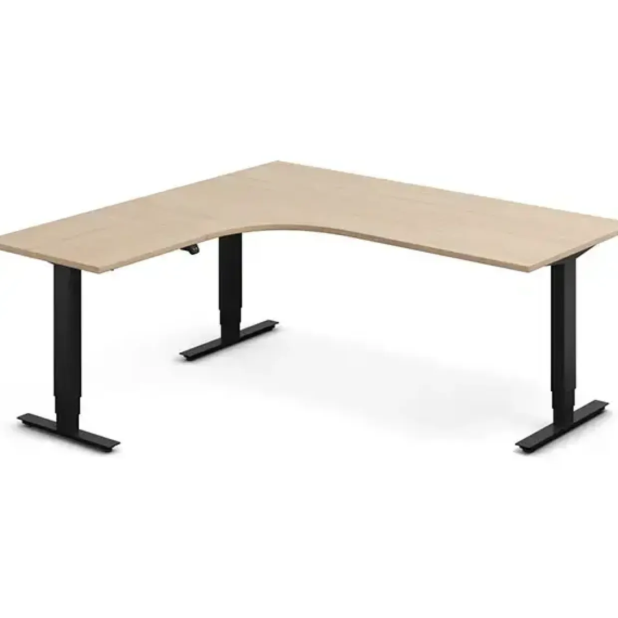 Hæve-sænkebord DNA, Eg 1800x1800mm Venstre 3-ben/Sort