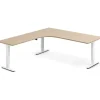 Hæve-sænkebord DNA, Eg 2000x2200mm Venstre 3-ben/Hvid