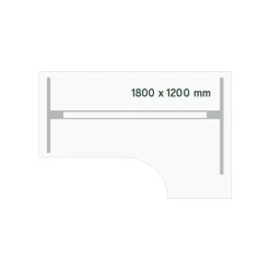 Hæve-sænkebord DNA, Hvid 1800x1200 mm Højre 2-ben/Sort