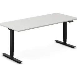 Hæve-sænkebord DNA, Lysgrå 2000x800 mm 2-ben/Sort