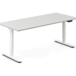 Hæve-sænkebord DNA, Lysgrå 2000x800 mm 2-ben/Hvid