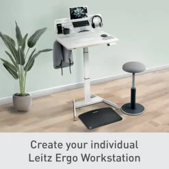 Hæve-sænke bord - Leitz Ergo Small - Elektrisk - 80x60 cm - Hvid
