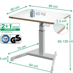 Hæve-sænke bord - Leitz Ergo Small - Elektrisk - 80x60 cm - Hvid