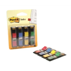 Indexfaner Post-it 683-4 Smalle 12,5x43mm i dispenser - 4 x 35 stk