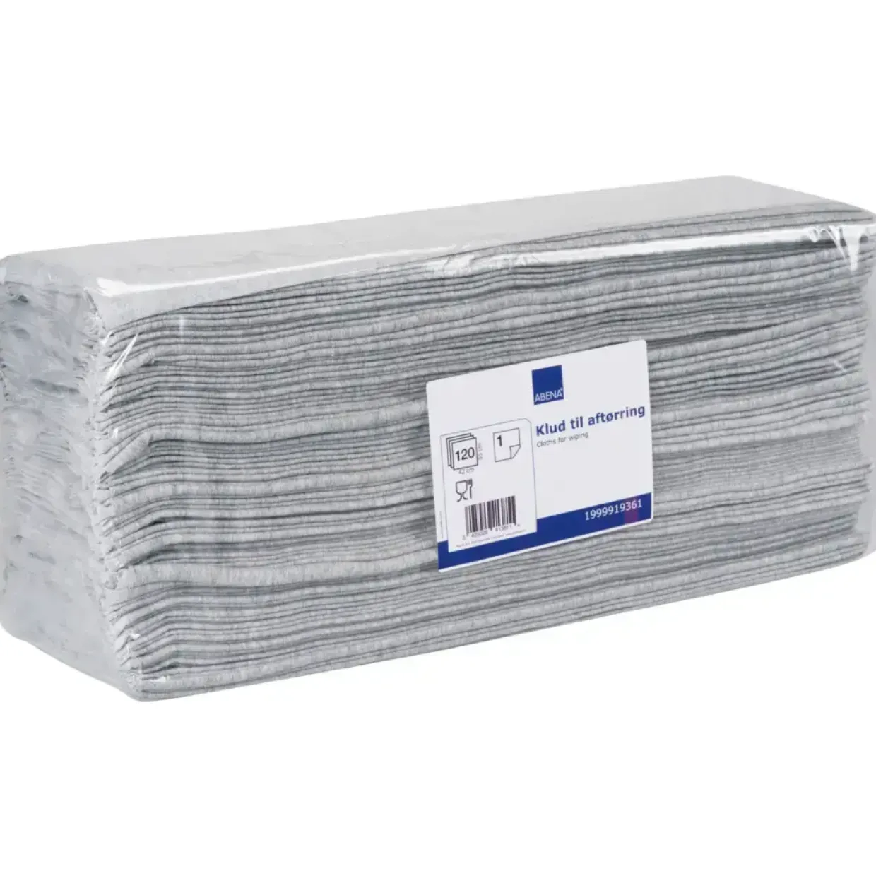 Industriaftørring, ABENA, 1-lags, interfold, 42x35cm, 10,5 cm, grå, nonwoven - 600 stk
