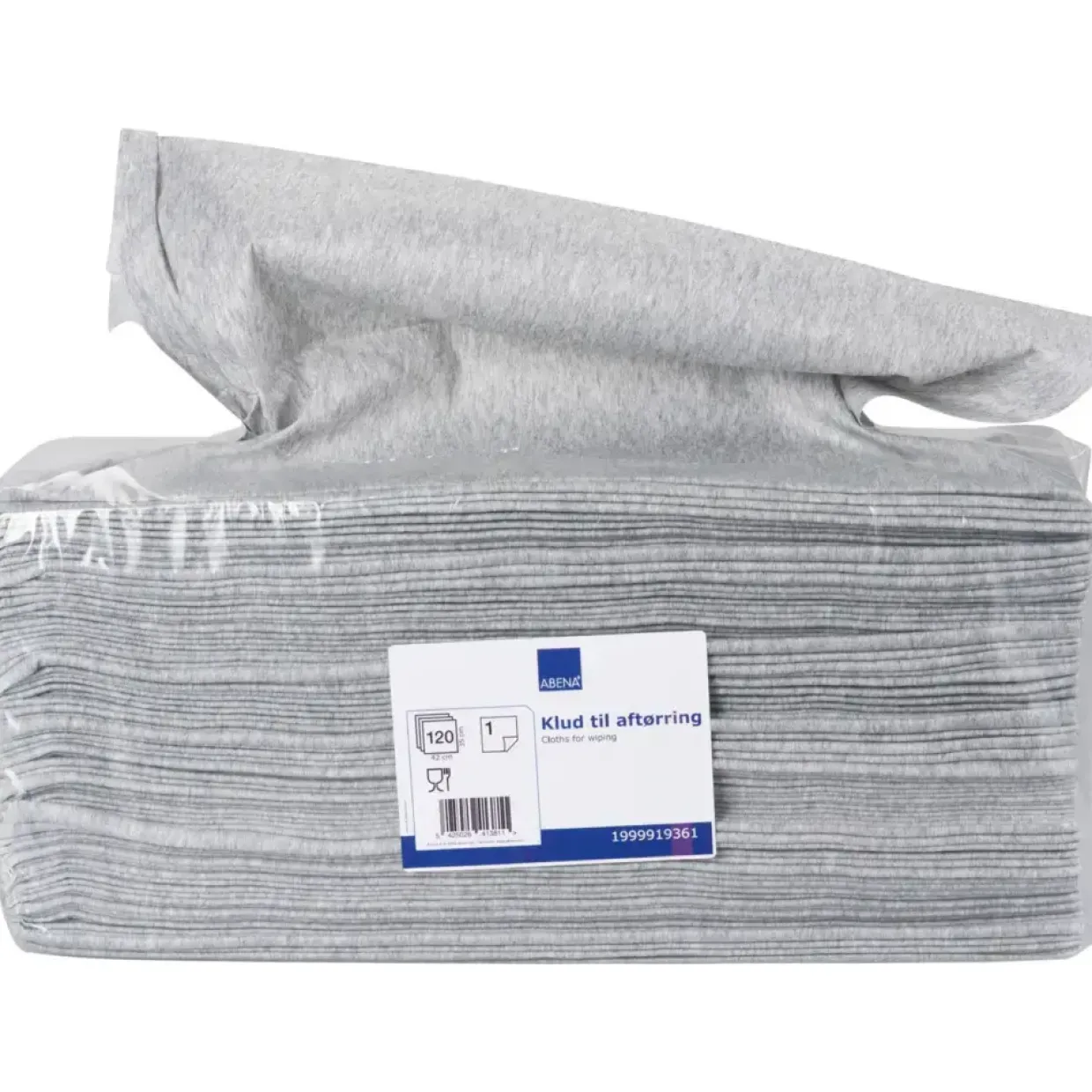 Industriaftørring, ABENA, 1-lags, interfold, 42x35cm, 10,5 cm, grå, nonwoven - 600 stk