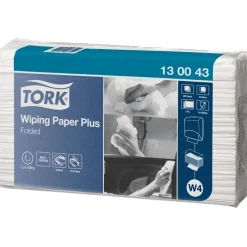 Industri aftørring Tork 130043 Plus - 2-lags hvid B38,5 | L32,4 cm - 200 stk pr pakke - 5 pakker