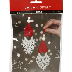 Julenisse - Kreativt minikit H: 14 cm macramé nisse - 2stk.