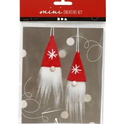 Julenisse - Kreativt minikit H: 11 cm hængende snudenisser - 2stk.