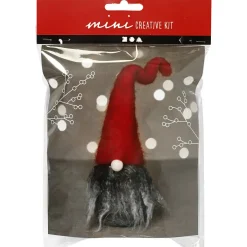Jule nisse - Kreativt minikit H: 13 cm snudenisse med gråt skæg - 1sæt