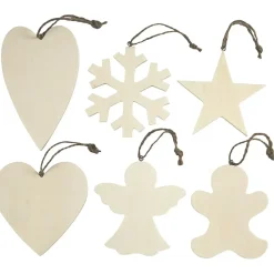 Juleophæng størrelse 9-11 cm tykkelse 4 mm krydsfiner - 6 stk.