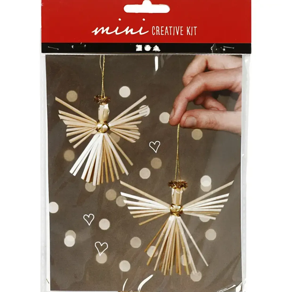 Julepynt DIY kreativt minikit H: 8 cm engel i halm 2stk