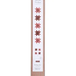 Julestjerner strimler - Vivi Gade rød glitter og lak B: 15 + 25 mm Ø: 6,5 + 11,5 cm L: 44 + 86 cm - 40 stk.