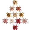 Julestjerner strimler - Vivi Gade guld glitter og lak B: 15 + 25 mm Ø: 6,5 + 11,5 cm L: 44 + 86 cm - 40 stk