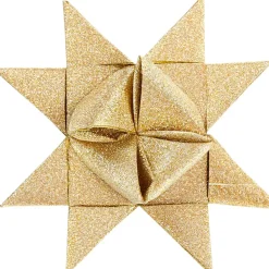 Julestjerner strimler - Vivi Gade guld glitter og lak B: 15 + 25 mm Ø: 6,5 + 11,5 cm L: 44 + 86 cm - 40 stk