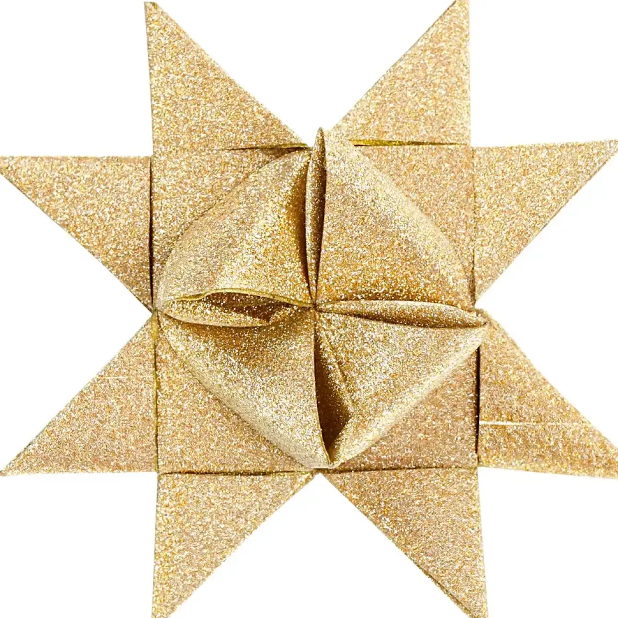 Julestjerner strimler - Vivi Gade guld glitter og lak B: 15 + 25 mm Ø: 6,5 + 11,5 cm L: 44 + 86 cm - 40 stk