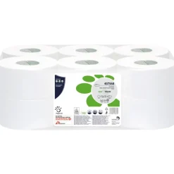 Jumborulle Biotech 2-lags hylse 76 mm mini 150 meter hvid | 405 ark - 12 stk