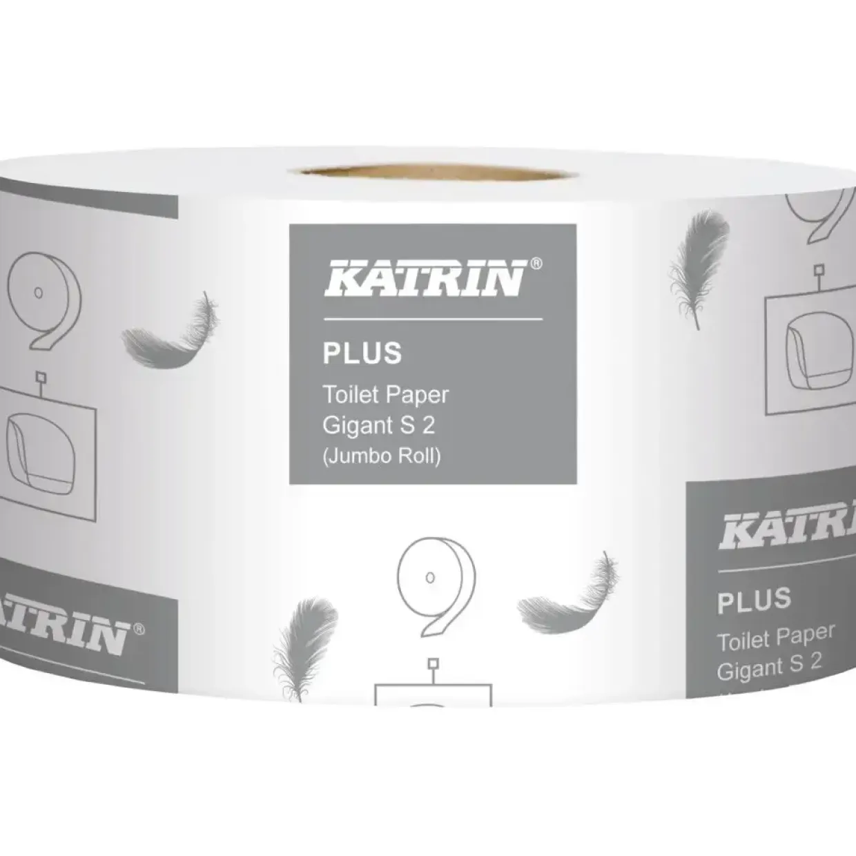 Jumborulle, Katrin 108925 Plus, 2-lags, hylse, 60mm, mini, 160m, hvid, 1280 ark - 12 stk