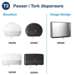 Jumborulle Tork Advanced 120280 - 2-lags hylse 59mm mini 170 m hvid 850 ark - 12 stk