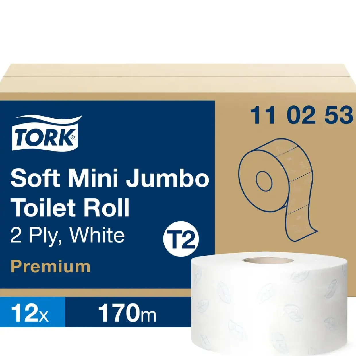Jumborulle Tork 110253 - 2-lags hylse 59mm mini 170 m hvid - 12 stk