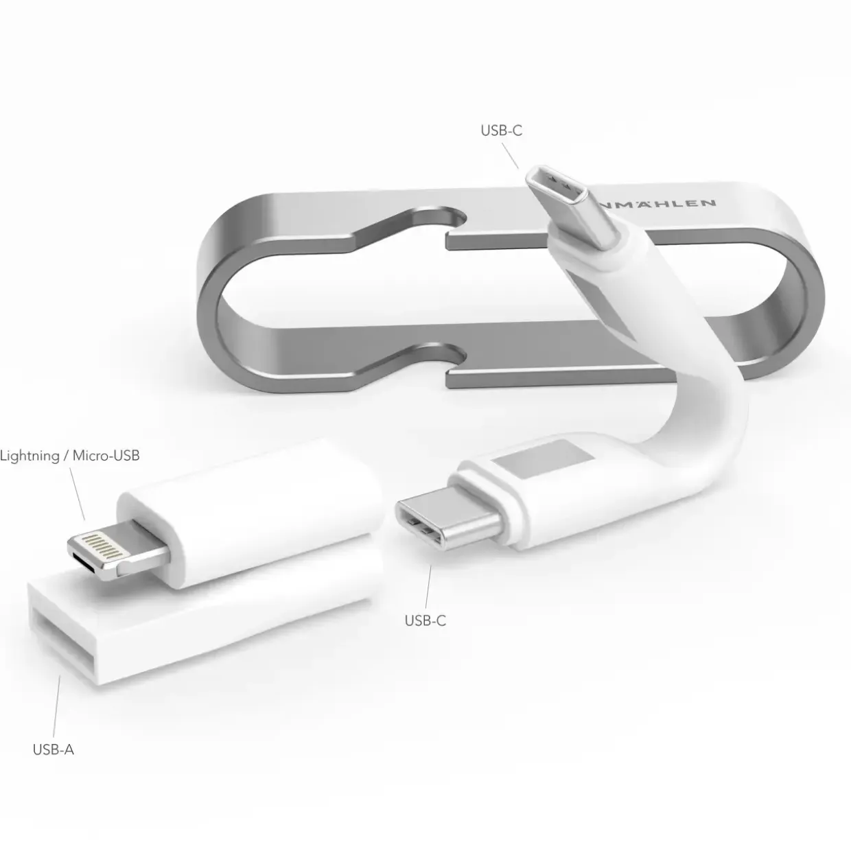 Kabel - Vonmählen High Six 6-i-1 - Sølv/Hvid - 61x16,5x12 mm