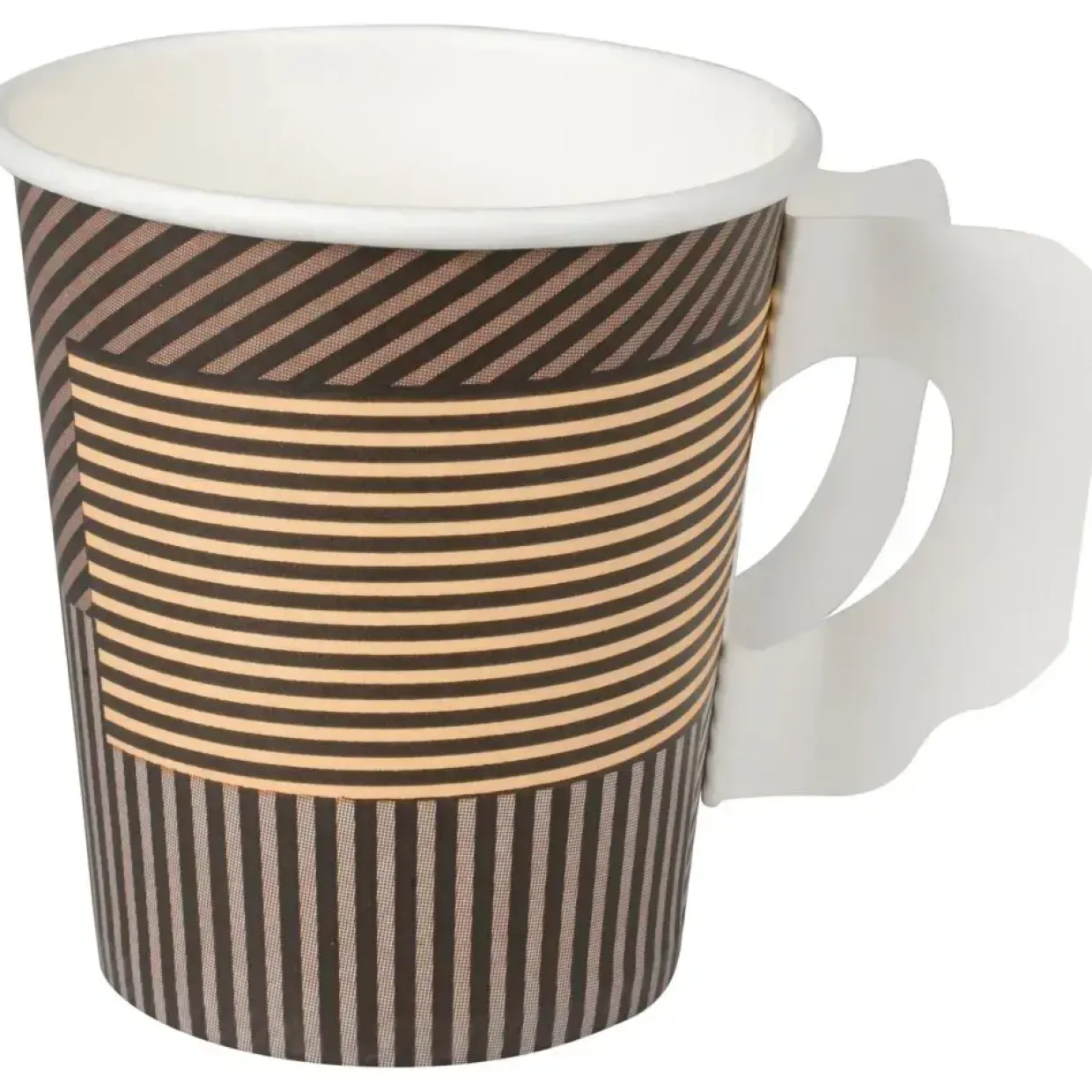 Kaffebæger Lines, ABENA Gastro, 7,8cm, Ø7,2cm, 18 cl, 21 cl, brun, pap/PE, 7 oz, med hank - 1000 stk