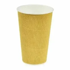 Kaffebæger Pap Ø90xH135mm 40cl 16oz Ripple Wall Natur - 20 ps x 25 stk/krt