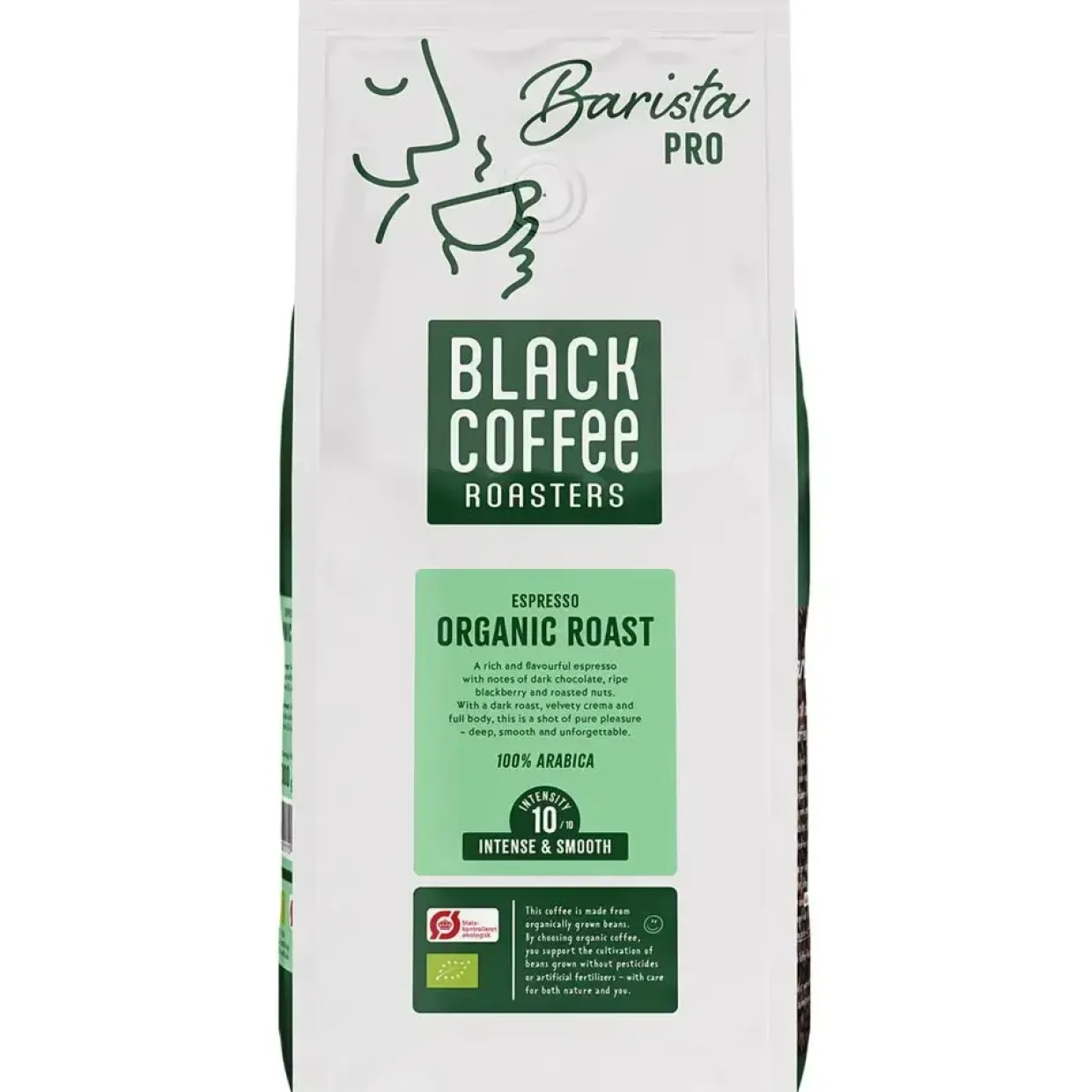 Kaffe, BKI Black Coffe, Organic, helbønner, 1 kg, 6 stk