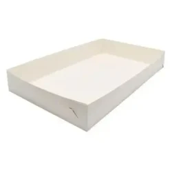 Kageæske fold selv nr 5 høj L380xB230xH70mm pap hvid - 250 stk/krt