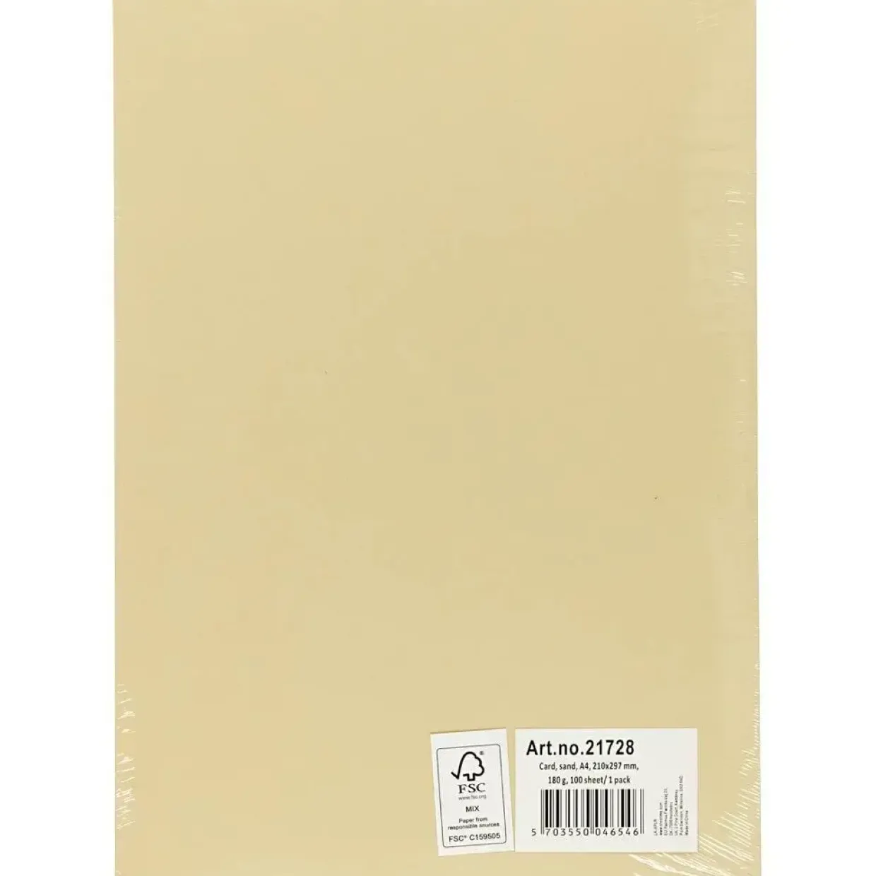 Karton - A4 180g - Sand - 100 ark